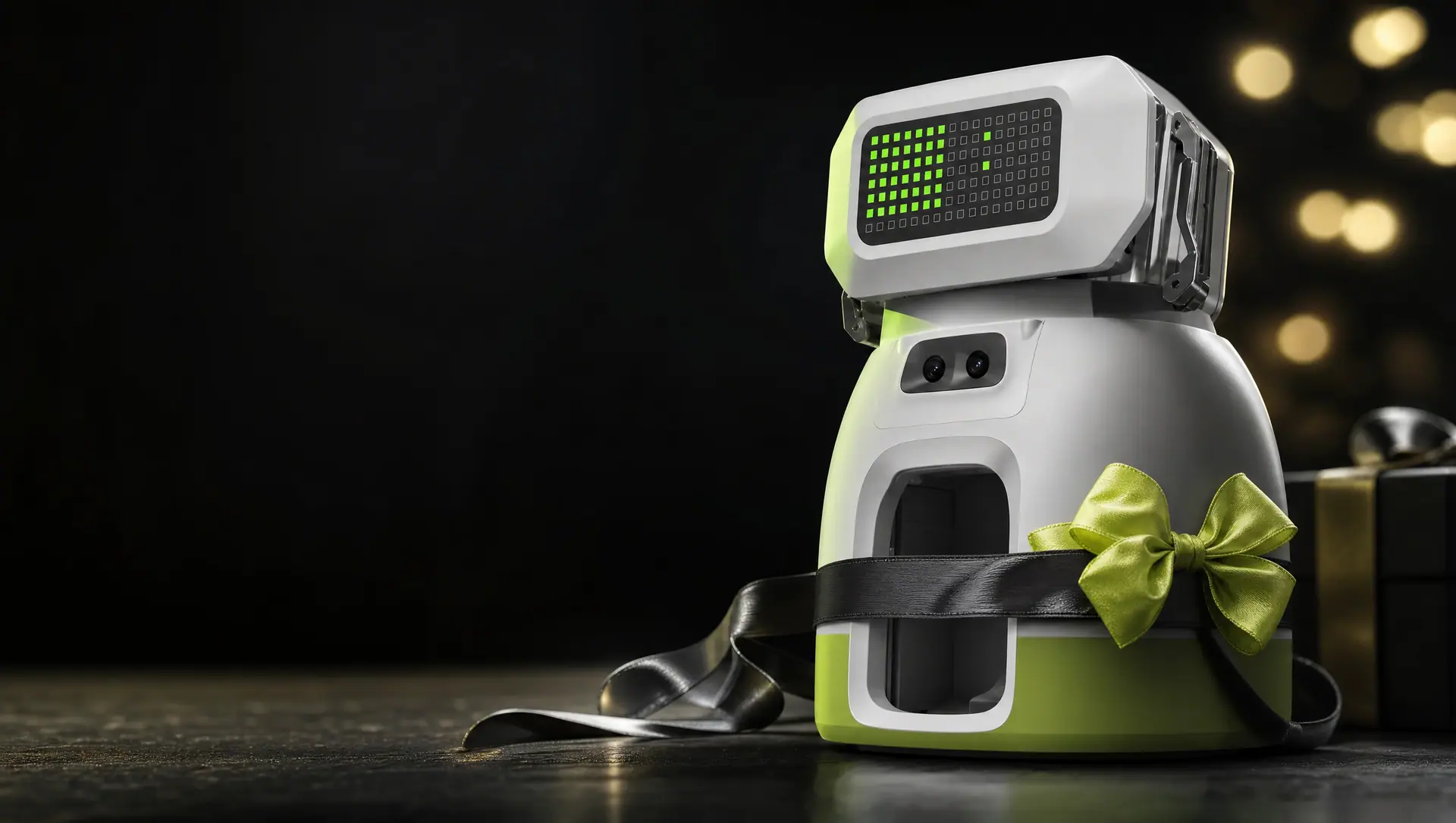 Tenniix KI-Tennisroboter mit eleganter Geschenkschleife in Volt Lime